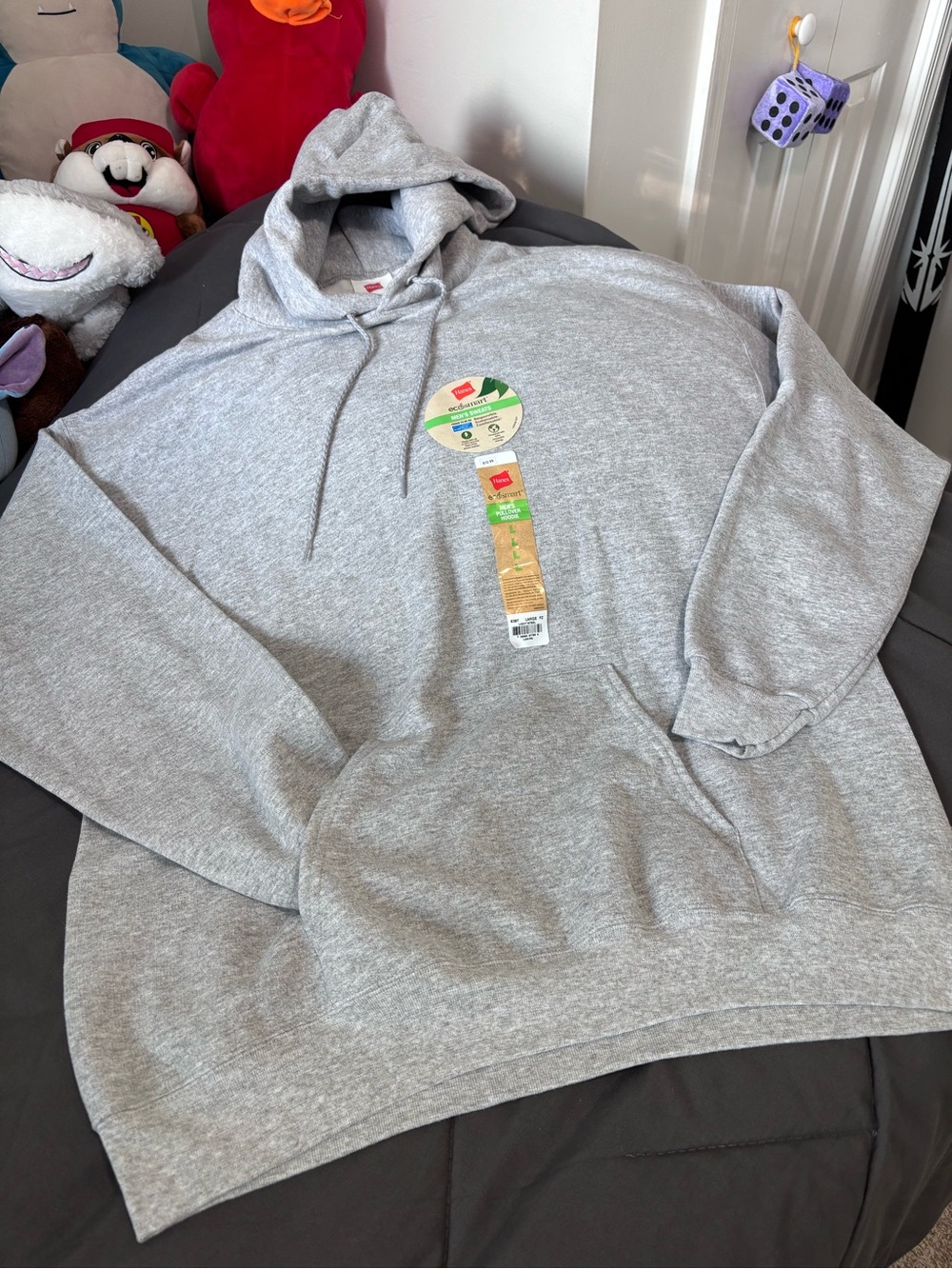 Hanes Light Gray Men's Crewneck Hoodie Sweatshirt - Gray